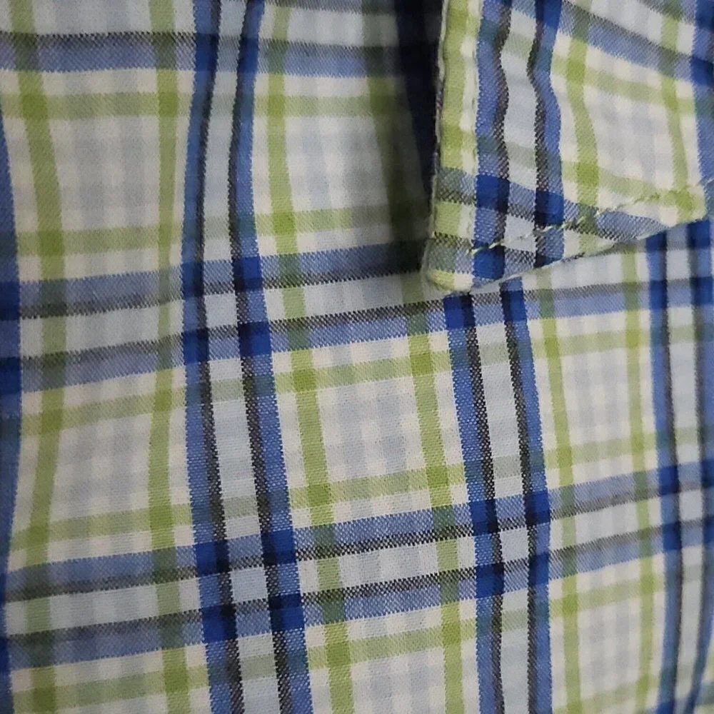 Gap Boys Blue Green Check Long Sleeve Button Down 10